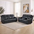 Bonzy Home Electric Power Recliner Sofa Set, Faux Leather Console Loveseat & 3-Seat Couch with USB Ports, Cup Holders & Hidden Storage, Home Theater Seating for Living Room, Black