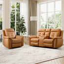Bonzy Home Recliner and Loveseat Set Power Reclining Sofa with USB, Brown