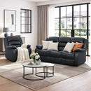 Bonzy Home Manual Recliner Sofa Set, Faux Leather Single Recliner Chair & 3‑Seater Reclining Couch Combo with Independent Seat Recline for Living Room