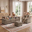 Bonzy Home Living Room Sofa Set Cloud Couch Sectional with Ottoman Modular Sectional Sofa Entertaining Guests Taupe