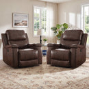 BBonzy Home Set of 2 Manual Recliner Chair with Arm Storage & Adjustable Recline, Soft Fabric Reclining Sofa for Living Room Bedroom, Espresso Brown