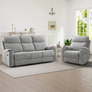 Bonzy Home 4-Seat Fabric Power Reclining Sofa Set, Equipped with Cup Holders, USB/Type-C Charging & Hidden Storage, Light Grey
