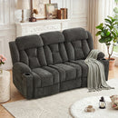 Bonzy Home 3-Seat Reclining Sofa with Cup Holders, Extra-Wide Manual Recliner Soft Fabric Couch for Living Room, Dark Gray