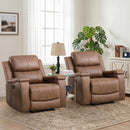 Bonzy Home Set of 2 Manual Recliner Chair with Arm Storage & Adjustable Recline, Soft Fabric Reclining Sofa for Living Room Bedroom,Taupe