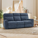 Bonzy Home Power Reclining 3-Seat Sofa, Fabric Electric Recliner Sofa with USB & Type-C Charging Ports, 3-Seater Living Room Sofa with Power Headrest, Navy