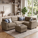 Bonzy Home Modular Convertible Sectional Sofa with Ottoman living room furniture sets, Taupe