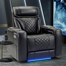 Bonzy Home Electric Power Recliner Chair, PU Leather Home Theater Seating with USB Port, LED Light, Hidden Arm Storage & Cup Holders, Electric Single Sofa for Media Living Room, Black