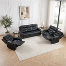 Bonzy Home Electric Home Theater Seating Set, 3-Piece Faux Leather Power Recliner Sofa Set with Cup Holders, Hidden Storage & USB Port, for Living Room & Media Room, Black