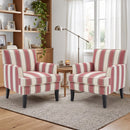 Bonzy Home Striped Accent Chair Set of 2, Upholstered Armchair with Nailhead Trim & Sturdy Wood Legs, Classic Comfy Side Chair for Living Room Bedroom Study Balcony, Red Stripe