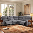 Bonzy Home Modern Fabric Reclining Sofa with Center Console, Hidden Storage and 2 Cup Holders for Living Room