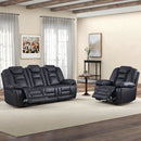 Bonzy Home Manual Recliner Sofa Set, Reclining Living Room Furniture with Single Recliner Chair & 3‑Seat Sofa, Living Room Recliner Sofa Set with Adjustable Backrest, Black