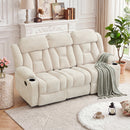 Bonzy Home 3-Seat Reclining Sofa with Cup Holders, Extra-Wide Manual Recliner Soft Fabric Couch for Living Room, Beige