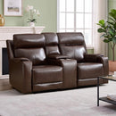Bonzy Home Genuine Leather Power Loveseat Recliner with USB Ports, Cup Holders and Armrest Storage for Living Room, Dark Brown