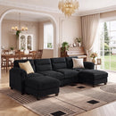 Bonzy Home Modular Sectional Sofa Couches for Living Room U-Shaped Sofa with Ottoman Charcoal