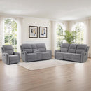 Bonzy Home Manual Reclining Sofa Set with Adjustable Backrest, Recliner Living Room Furniture for Adult with Single Recliner Chair, Loveseat & 3-Seat Recliner Sofa, Gray