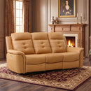 Bonzy Home Brown Electric Power Recliner 3-Seat Sofa Couch with USB Charging Ports for Living Room，Brown