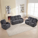 Bonzy Home 1+2+3 Manual Reclining Sofa Set, Single Chair, Loveseat & 3-Seat Couch Complete Living Room Furniture Set, Gray