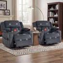 Bonzy Home Swivel Rocker Recliner Chair with Massage & Heat, 270° Swivel Fabric Electric Recliner with Phone Stand, Cup Holder, USB & Type-C Ports, Hidden Storage, Side Pocket, 2 Pcs Gray