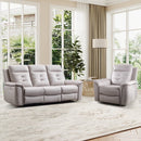 Bonzy Home Recliner and 3-Seat Sofa Power Reclining Set with USB, Gray