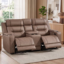 Bonzy Home Electric Power Recliner Sofa Set, Home Theater Seating Loveseat with Console, Cup Holders, Hidden Storage & USB Ports, for Living Room & Media Room, Camel