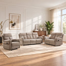 Bonzy Home Manual Reclining Sofa Set with Adjustable Backrest, Recliner Living Room Furniture for Adult with Single Recliner Chair, Loveseat & 3-Seat Recliner Sofa, Taupe