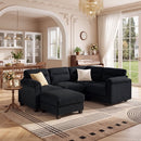 Bonzy Home Modular Convertible Sectional Sofa with Ottoman living room furniture sets, Charcoal