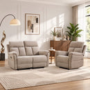 Bonzy Home Manual Reclining Sofa Set with Adjustable Backrest, Living Room Recliner Sofa for Adult with Single Recliner Chair & Loveseat, Couch Recliners for Living Room Furniture, Taupe