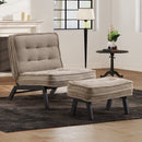 Bonzy Home Modern Adjustable Accent Chair with Ottoman, Comfy Corduroy Fabric Armless Chair with Solid Wood Legs for Living Room Bedroom, Camel
