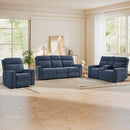 Bonzy Home Fabric Power Reclining Sofa Set, Single Recliner, Loveseat & 3-Seat Couch with Charging Ports, Living Room Sofa Set with Cup Holders & Hidden Storage, Navy