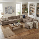 Bonzy Home Convertible Sectional Sofa With Ottoman, Ultra‑Comfort Seating – Configurable for Living Room & Family Room, Taupe