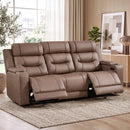 Bonzy Home Electric Power Recliner Sofa Set, 3-Seat Home Theater Seating with Cup Holders, Hidden Storage & USB Ports, for Living Room & Media Room, Camel
