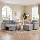 Bonzy Home Modular Corduroy Sectional Sofa with Pull Out Sleeper, Convertible L-Shaped Couch, Free Combination Upholstered Sofa Bed for Living Room