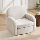 Bonzy Home 360° Swivel Accent Chair, Upholstered Chenille Armchair with Thick Cushion & Curved armrest, Single Lounge Chair for Living Room Bedroom Study Office, Beige