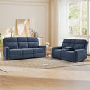 Bonzy Home Fabric Power Reclining Sofa Set, Electric Loveseat & 3-Seat Couch with USB & Type-C Charging Ports, Living Room Sofa Set with Cup Holders & Hidden Storage, Navy