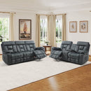 Bonzy Home 2-Piece Recliner Sofa Set — Reclining Loveseat & Extra-Wide 3-Seat Bonded Fabric Sofa, Grayish Green