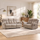 Bonzy Home Manual Reclining Sofa Set with Adjustable Backrest, Living Room Recliner Sofa Set for Adult with Loveseat & 3‑Seat Sofa, Couch Recliners for Living Room Furniture,Taupe