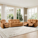Bonzy Home Recliner, Loveseat and 3-Seat Sofa Set Power Reclining with USB, Brown