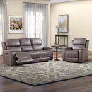 Bonzy Home Reclining Furniture Set, Manual 3-Seat Sofa and Single Recliner Chair for Living Room，Saddle