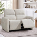 Bonzy Home Power Reclining Loveseat, 2-Seater Electric Recliner Sofa with USB & Type-C Charging Ports, Comfy Fabric Recliner Chair for Small Living Room Bedroom, Off-white