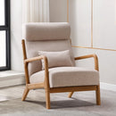Bonzy Home Modern Accent Chair, Living Room Chair with Wood Armrests, Upholstered Foam Cushion and Sturdy Metal Frame Reading Chair, Beige
