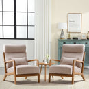Bonzy Home 2-Pack Modern Accent Chair, Living Room Chair with Wood Armrests and Metal Frame, Comfortable, Beige