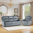 Bonzy Home Manual 3-Seat Reclining Sofa with Overstuffed Arms and Back for Living Room