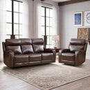 Bonzy Home Genuine Leather Power Recliner and Sofa Combo with USB Ports for Living Room, Dark Brown