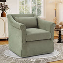 Bonzy Home 360° Swivel Accent Chair, Upholstered Fabric Leisure Armchair with Lumbar Pillow & Removable Cushions, Single Sofa Chair for Living Room Bedroom, Green
