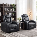 Bonzy Home Electric Power Recliner Chair, Faux Leather Home Theater Seating with Hidden Arm Storage, USB Ports & Dual Cup Holders, for Living Room Media Bedoom, Black