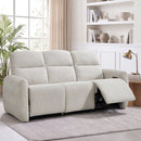 Bonzy Home Power Reclining 3-Seat Sofa, Modern Electric Recliner Sofa with USB & Type-C Charging Ports, 3-Seater Comfy Fabric Recliner Chair for Living Room Bedroom, Off-white