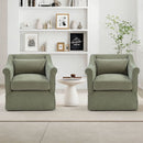 Bonzy Home 360° Swivel Accent Chair Set of 2, Upholstered Fabric Leisure Armchair with Lumbar Pillow & Removable Cushions, Single Sofa Chair for Living Room Bedroom, Green