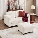 Bonzy Home Modern Loveseat with Ottoman Modular Sectional Sofa Couches for Living Room Entertaining Guests or Relaxing Alone for Small Spaces Apartment Oat