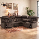 Bonzy Home Modern Fabric Manual Reclining Sofa with Center Console, Hidden Storage, 2 Cup Holders and Foam Padding for Living Room
