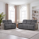 Bonzy Home Fabric Power Reclining Sofa Set, Electric Loveseat & 3-Seat Couch with USB & Type-C Charging Ports, Comfy Upholstered Living Room Sofa Set, Gray